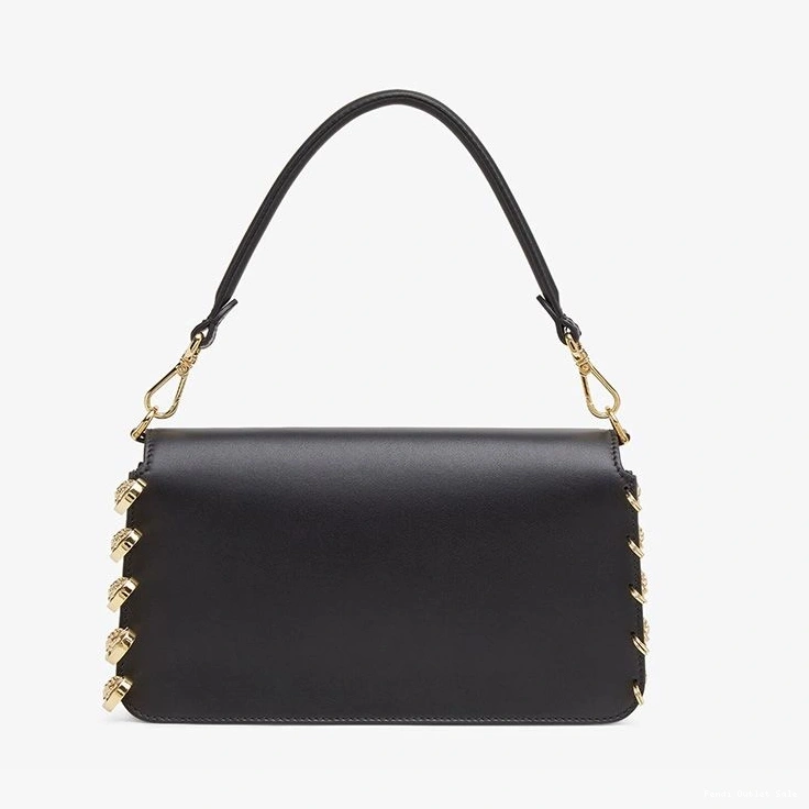 Affordable Brooches Black Pin Fendi with Medium Calf Baguette Bag Fendace Leather In 0818